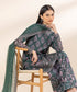 Unstitched Women's Embroidered Lawn Green 3 Piece Suit